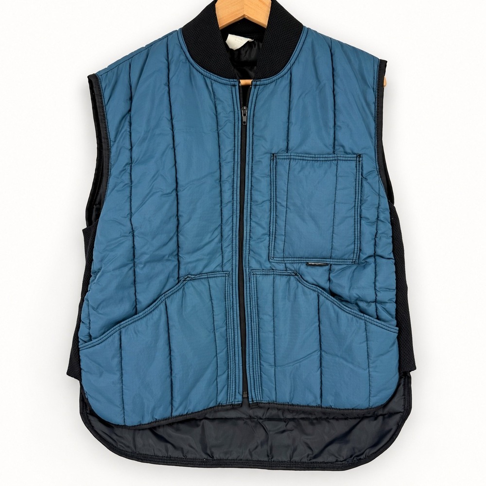 Vintage 1998 RefrigiWear USA Insulated Work Vest Large Blue Quilted Style 174